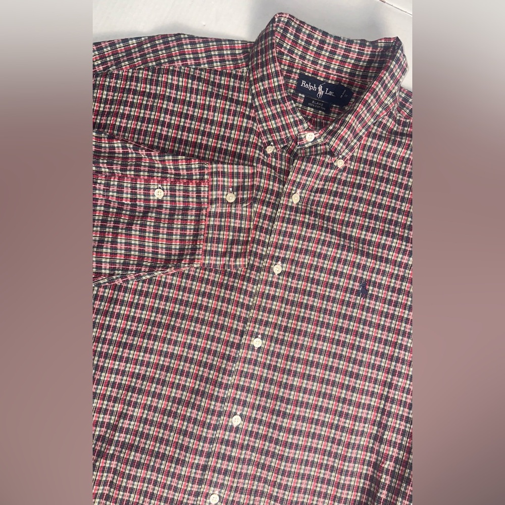 Ralph Lauren Blake 100% two‎ play cotton woven plaid button up size XXL
